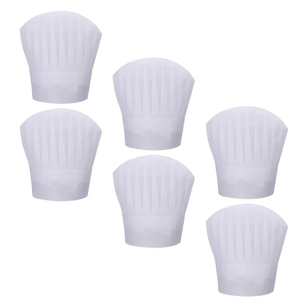 Chapeaux de Chef jetables, 6 pièces, casquettes de cuisine Non tissées pour Restaurant, boulangerie, restauration, uniforme de travail, chapeau de Chef jetable