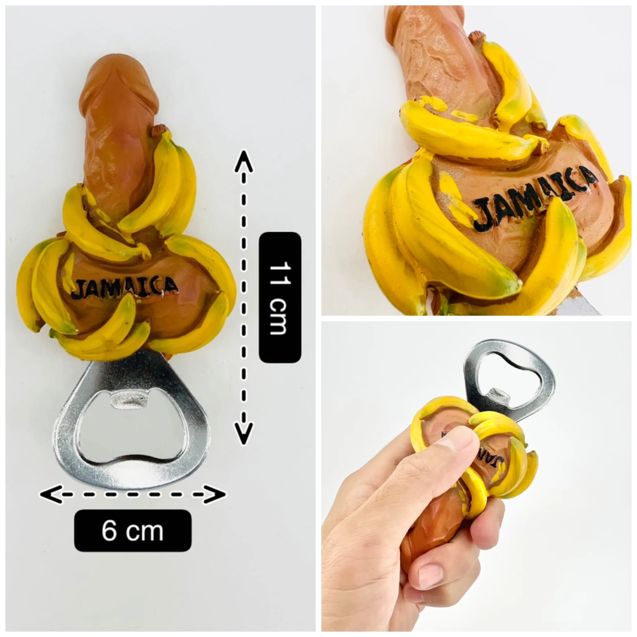 Funny Banana Resin Magnet Fridge Magnet Bottle Opener, Caribbean Jamaica Travel Souvenirs