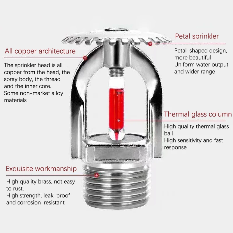 1Pc 68℃ Pendent for Fire Extinguishing System Protection Sprinkler Head Pendent Sprinklers Side Hidden Fire Sprinkler