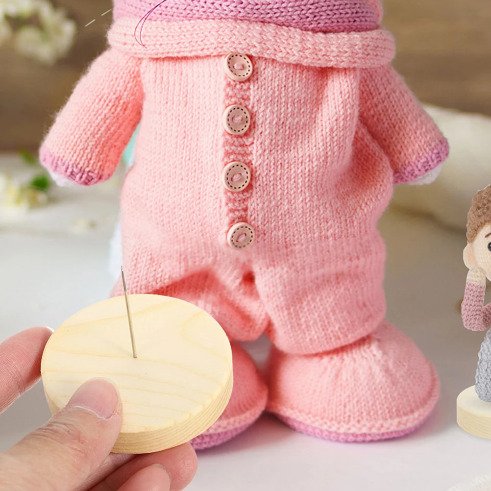 

3 Sets Wooden Base Display Stand Metal Needle Felting Craft Holder Portable Support Small Felt Animal Gift For Craft