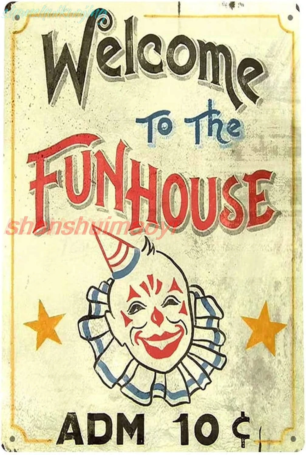 TIN Sign Fun House Circus Metal Decor Clown Art Kitchen Store Ranch Bar 12