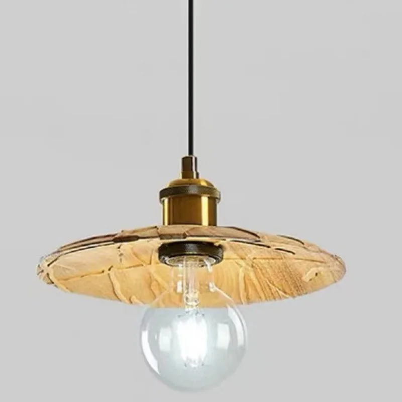 

Solid wood retro chandelier Japanese wabi-**** brass retro chandelier bedroom dining room entrance chandelier