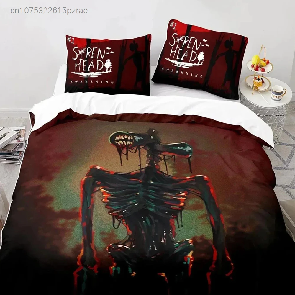 3D Print Siren Head Bedding Set Duvet Cover Sheet Printed Bed Set Pillowcase Bed Full Queen King Size Comforter Bedroom