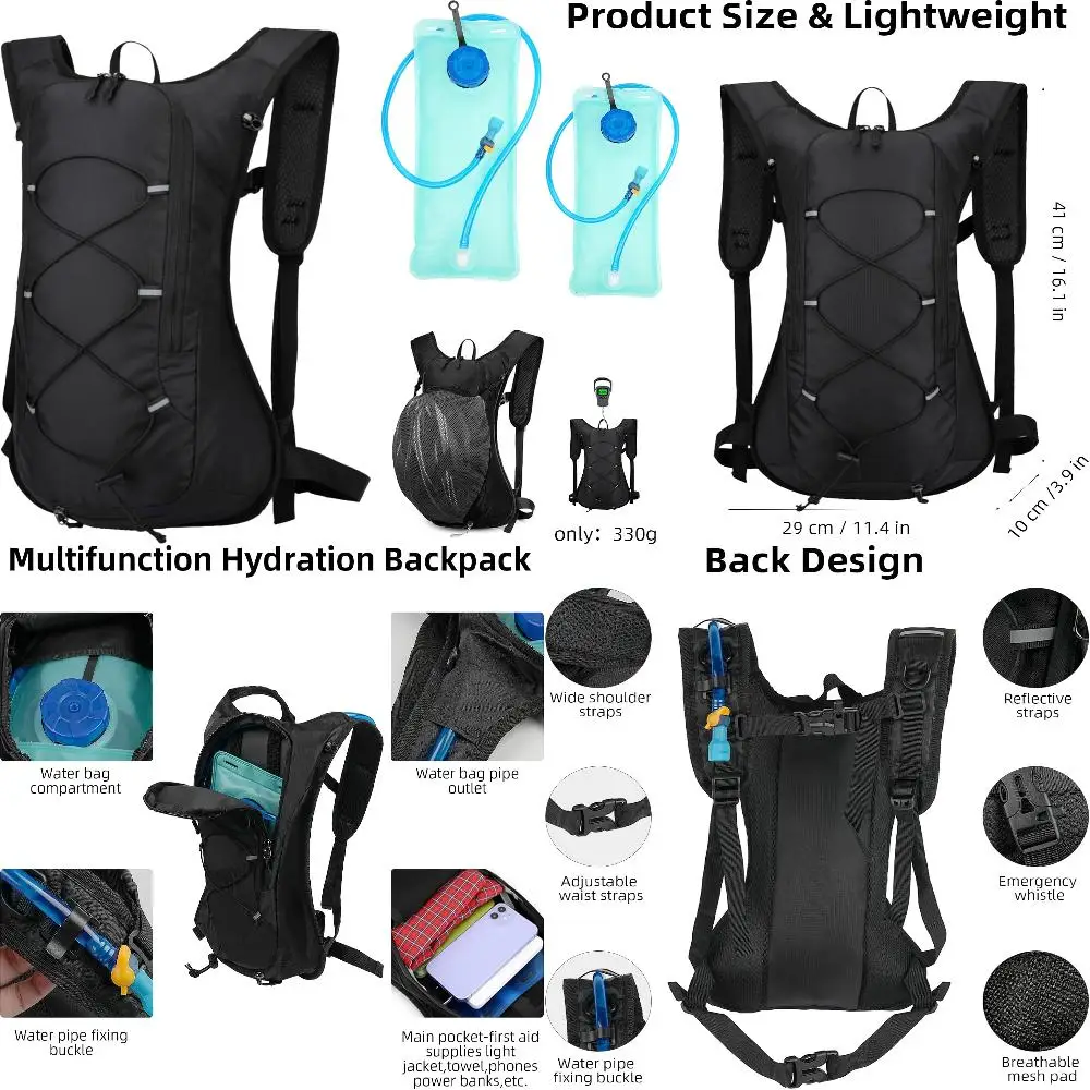 

Stay Hydrated on the Go with this Lightweight High Flow Hydration Backpack - Perfect for Hiking, Biking, Running, and Climbing -