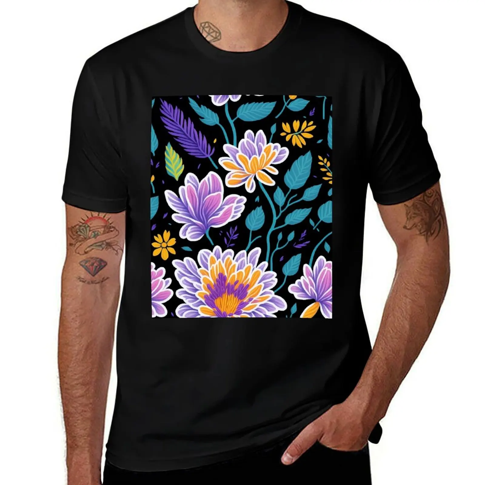 

Glass Flower Pattern T-Shirt graphic t shirts for man man graphic t shirt man t shirts cotton T-Shirt