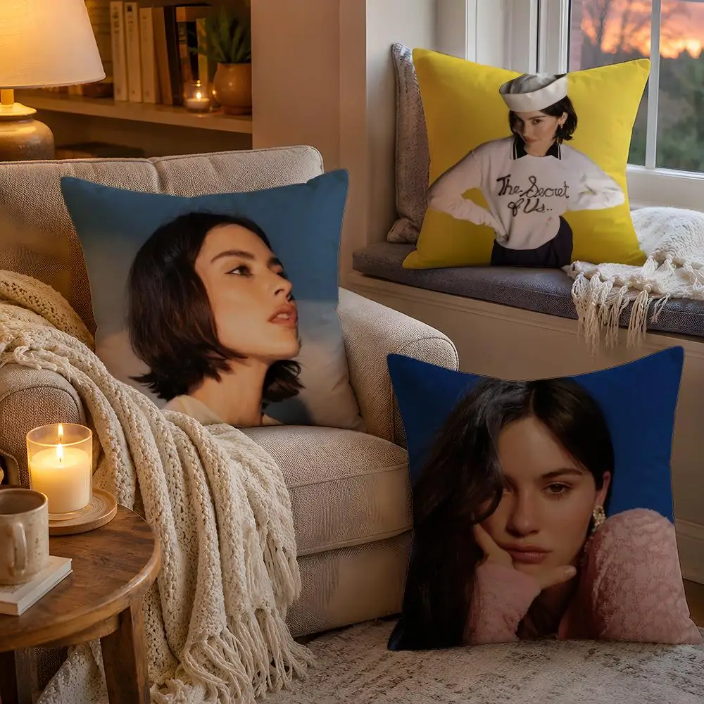 G-Gracie Abrams Hot Singer Cushion Cover 1pc Square Plush Pillow Cover Soft Fuzzy Removable Washable Bed Bedroom Decor
