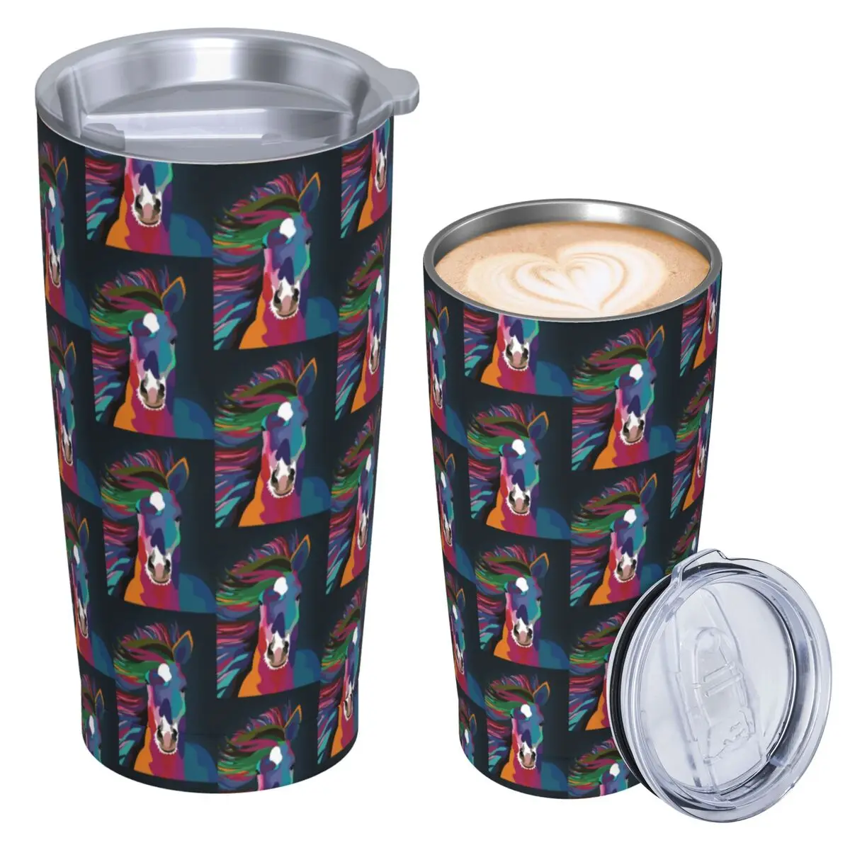 Horse Running Stainless Steel Tumbler Vacuum Insulated Mug Thermal Cold Cups Straws With Lid 20oz