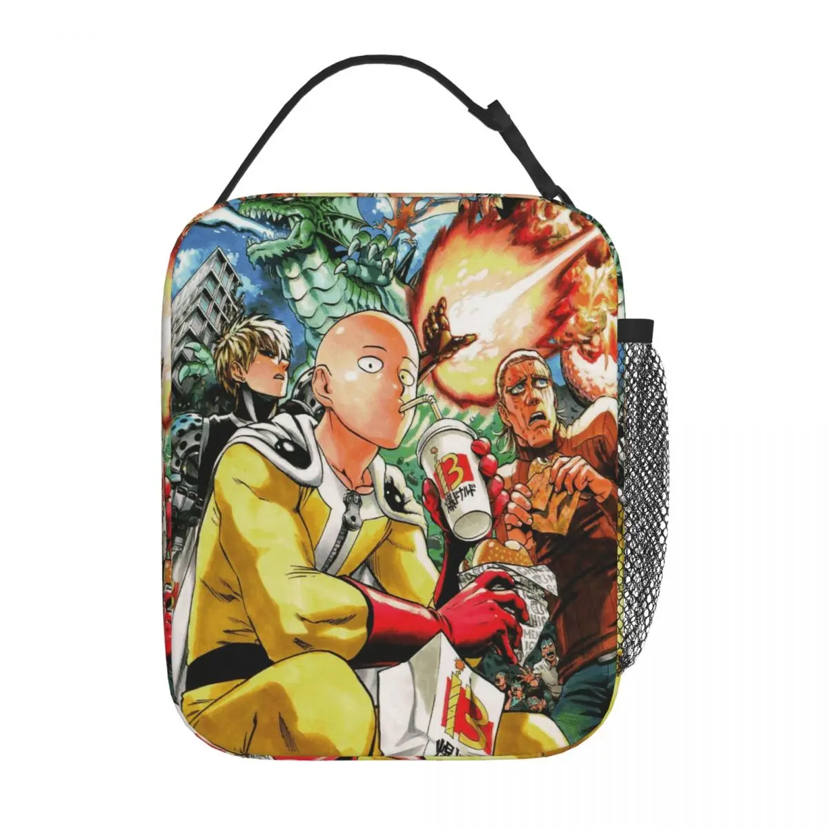 Genos King Saitama معزول حقيبة الغداء مانعة للتسرب أنيمي واحد لكمة رجل الغداء الحاويات حقيبة حرارية حمل علب الاغذية العمل فتاة صبي