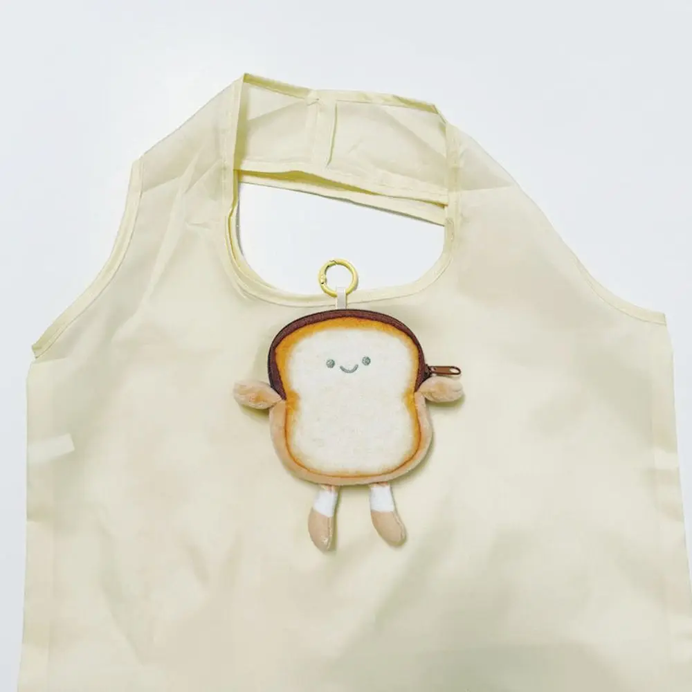 Kawaii Foldable Shopping Bag Stuffed Animal Nylon Eco-Friendly Bag Plush Bread Doll Large Capacity Supermarket Storage Bag