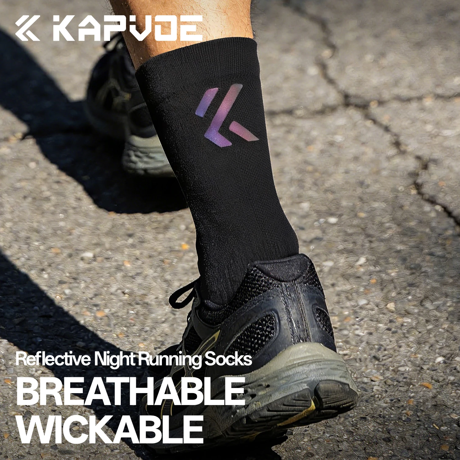 

KAPVOE велосипедные носки со светоотражающим логотипом, дышащие мужские и женские однотонные прочные нескользящие велосипедные носки для спорта на открытом воздухе, баскетбольные футбольные носки