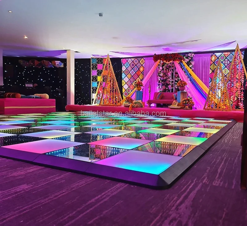 

Balletstar Stage Lights Tempered Glass Magnetic Infinity Mirror Panel 3d Effect LED Dance Floor for Wedding Party