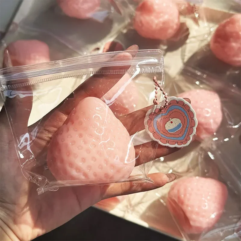 Grande fraise presser Taba Squishy jouet Kawaii rouge rose Squishies Fidget jouet Fruits légumes doux fille cadeau d'anniversaire jouet