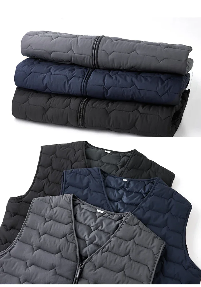 Herren Weste Oberbekleidung Windbreaker Kleidung Neue Ärmellose Pufferweste Jacke Herren Einfarbige Daunenjacke Winter Warme Weste Mantel – Detail 5