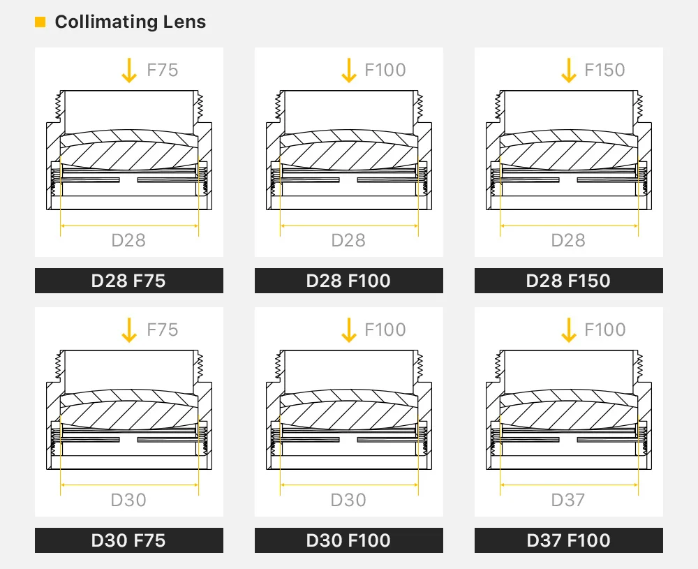 Ultra arayc faserlaser kollimator & fokus linse d28 d30 d37 f75/f100/f125/f150/f200 für ray tools wsx bodor lasers chneidkopf – Detail 4