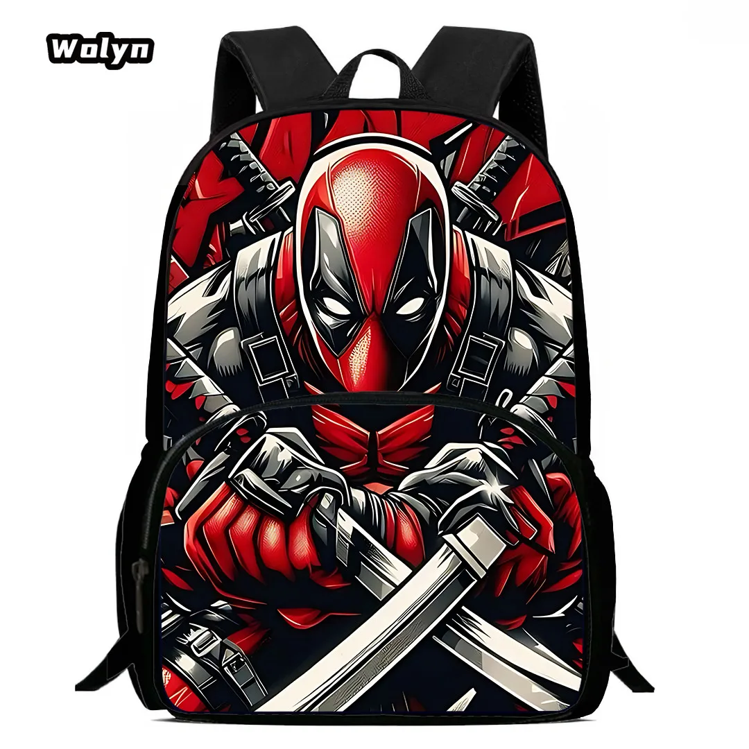 

Child School Backpack with Front Pocket,Cartoon Deadpool&Wolverine School Bags for Boys Girl,Durable Kids Bags for Pupil Student