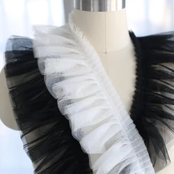 5cm Wide Double-layer Mesh Pleated Lace Fabric DIY Handmade Doll Dress Skirts Costume Versatile Accessories Edge Ruffled Trim