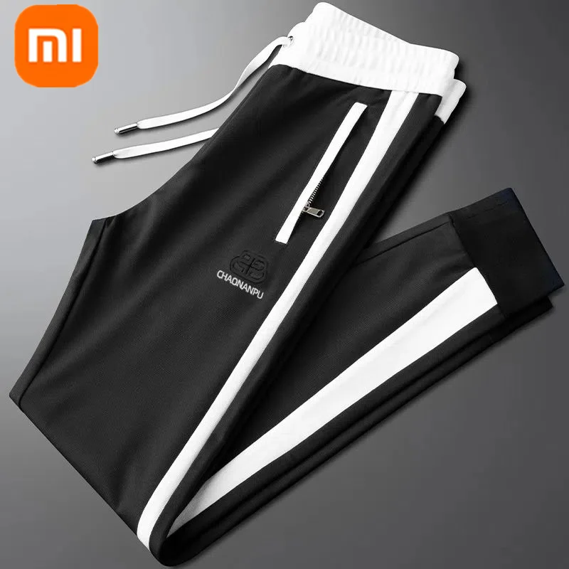 Xiaomi YOUPIN Thin Ice Silk Embroidered Sports Casual 9/10 Trousers Men\'s Zipper Pockets Breathable Drawstring Pants Summer 331