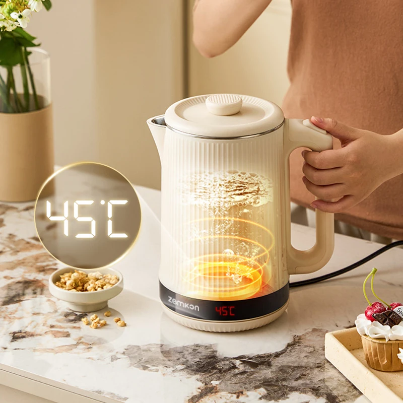 2.2l chaleira elétrica doméstica termostática bule de preservação automática de calor 304 forro de aço inoxidável pote de saúde 220v