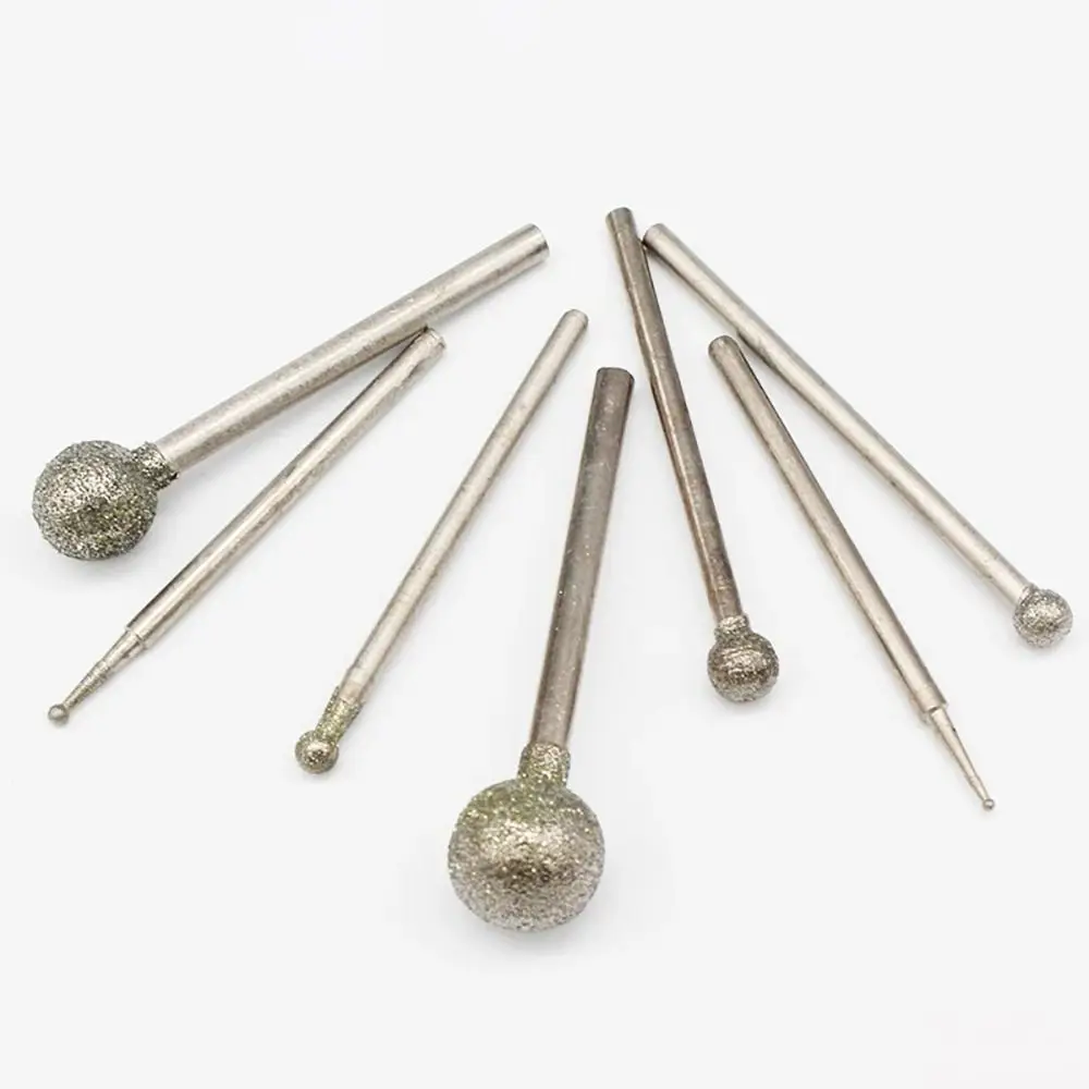 5Pcs Carve Precision Diamond Grinding Head 0.5mm-8mm 2.35mm Shank Electric Grinder Parts Carving Tool Burring Sanding Drill Bit