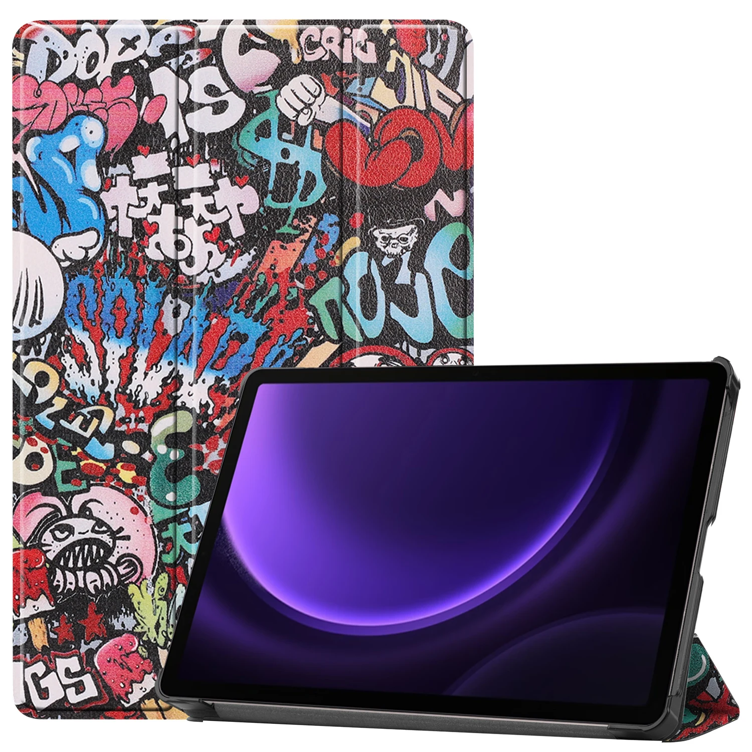 Tri-fold Stand Case For Galaxy Tab S10 Lite S9 FE SM-X400 X406 X520 X526 X510 X516 X710 X716 PU Leather Painted Cover