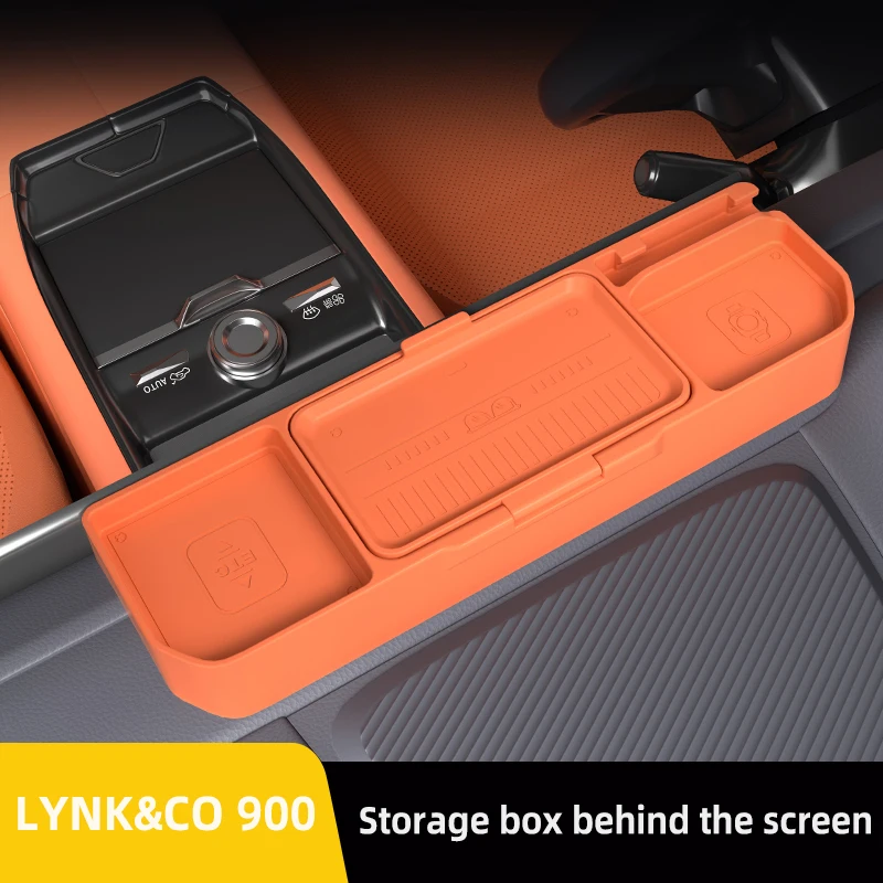 For Lynk & Co 900, Custom Fit Storage Box Utilizes Space Behind Display & Keeps Dashboard Tidy Behind Screen Organizer