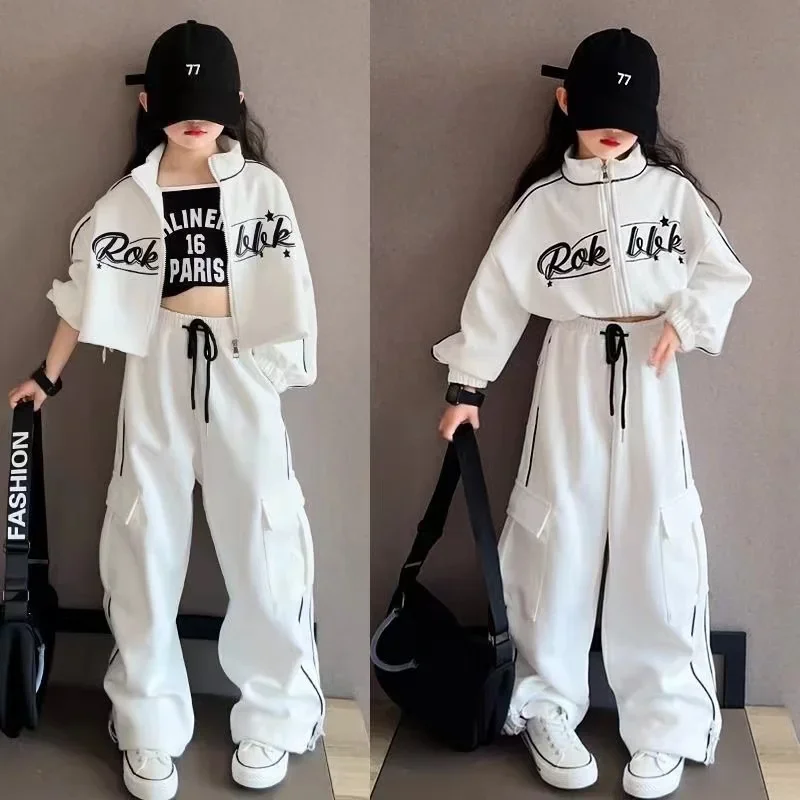 

2025 Children's New Style Trendy Middle and Large Children's Sports and Leisure Two piece Set Girls' Spring and Autumn Set