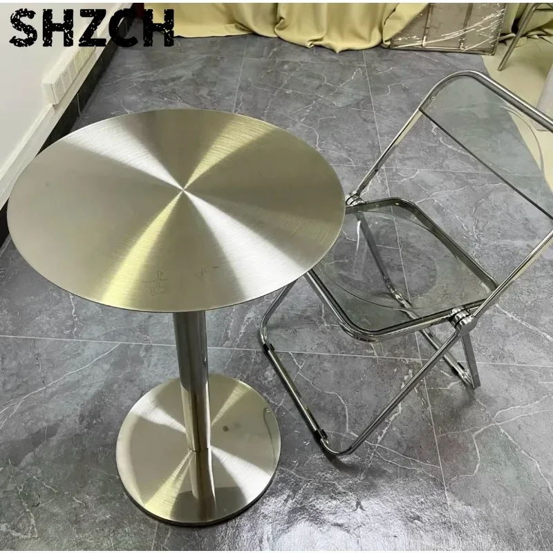 Stainless Steel Table Square Milk Tea Shop Coffee Shop Industrial Style Dining Table Coffee Table Negotiation Desk Dessert Shop