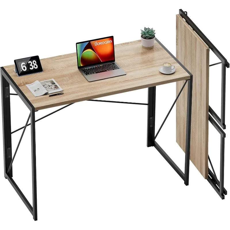 

31.5 inch Folding Desk No Assembly Required, Writing Computer Desk Space Saving Foldable Table Simple Home Office Desk