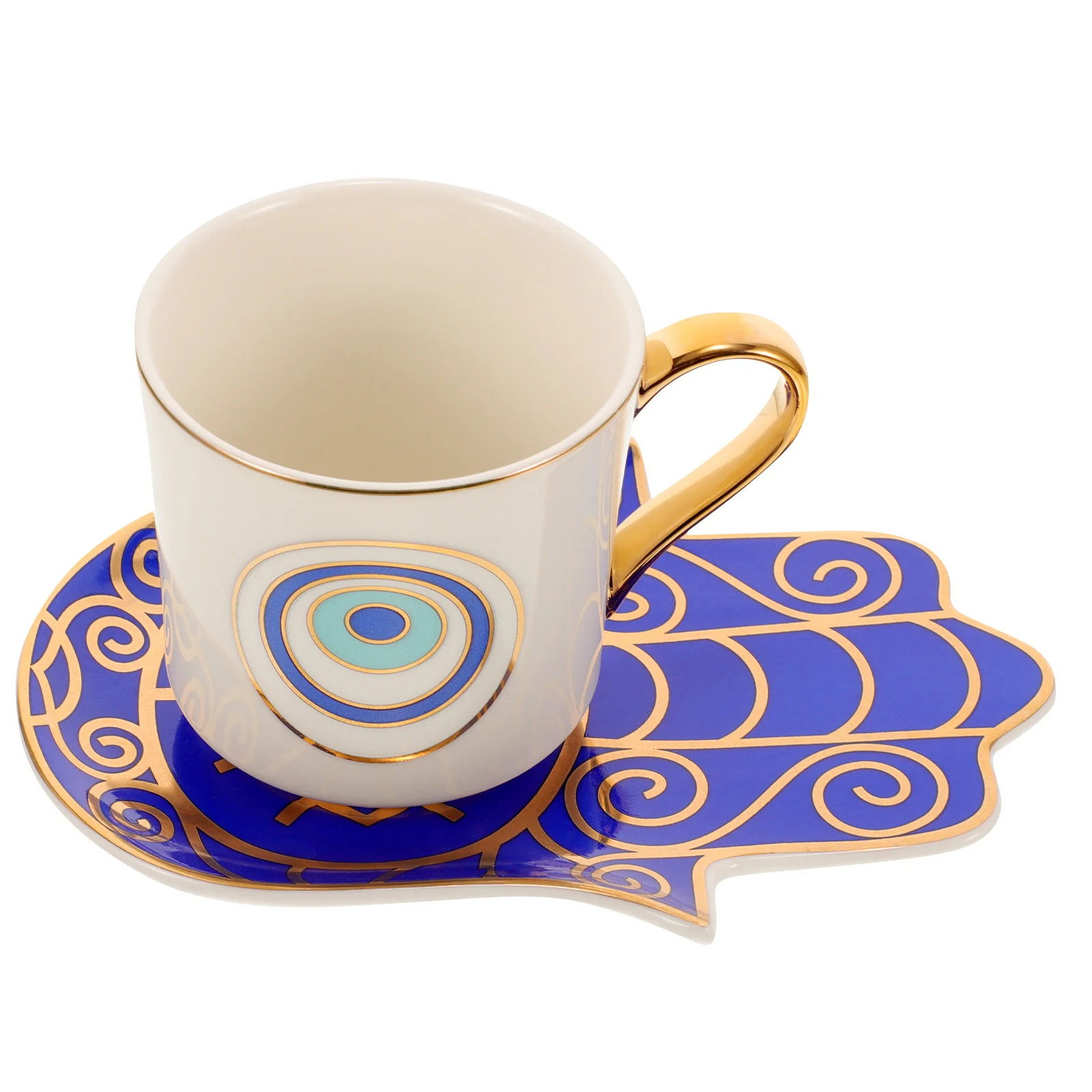 

1 комплект, керамическая кофейная кружка с блюдцем, фарфоровая чашка с рисунком сглаза, уличная домашняя чайная кружка, ретро-чашка, контейнер для кофе