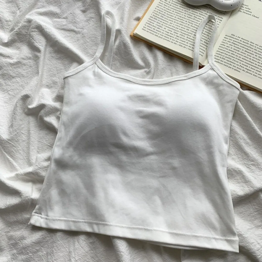 

Spaghetti Straps Women Camisole Slim Fit Sleeveless Spaghetti Straps Tank Top with Chest Pad Sleeveless Camisole
