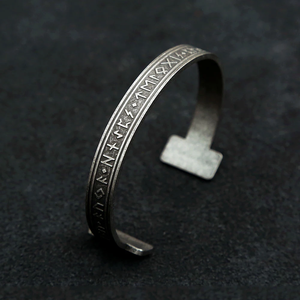 Black Stainless Steel Viking Rune Bracelets For Men Women Retro Viking Tree of Life Bracelet Biker Fashion Jewelry Amulet Gift image 3