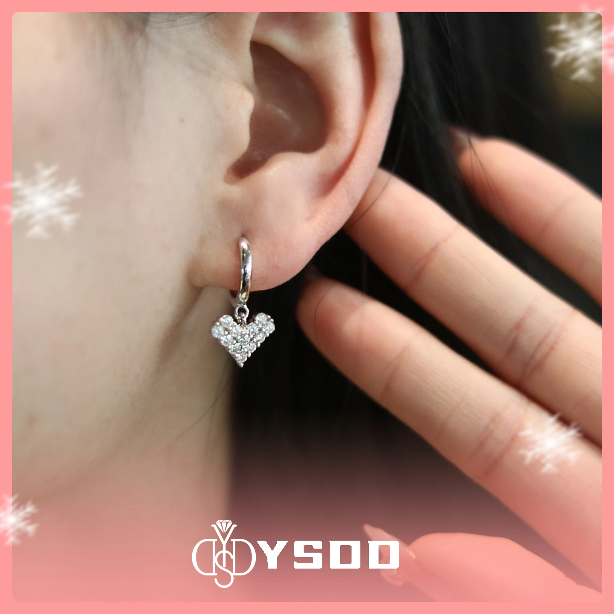 # 309 YSDD ของแท้แฟชั่น 12 D สี VVS1 Moissanite รูปหัวใจผู้หญิงต่างหูประณีตเครื่องประดับที่มีใบรับรอง