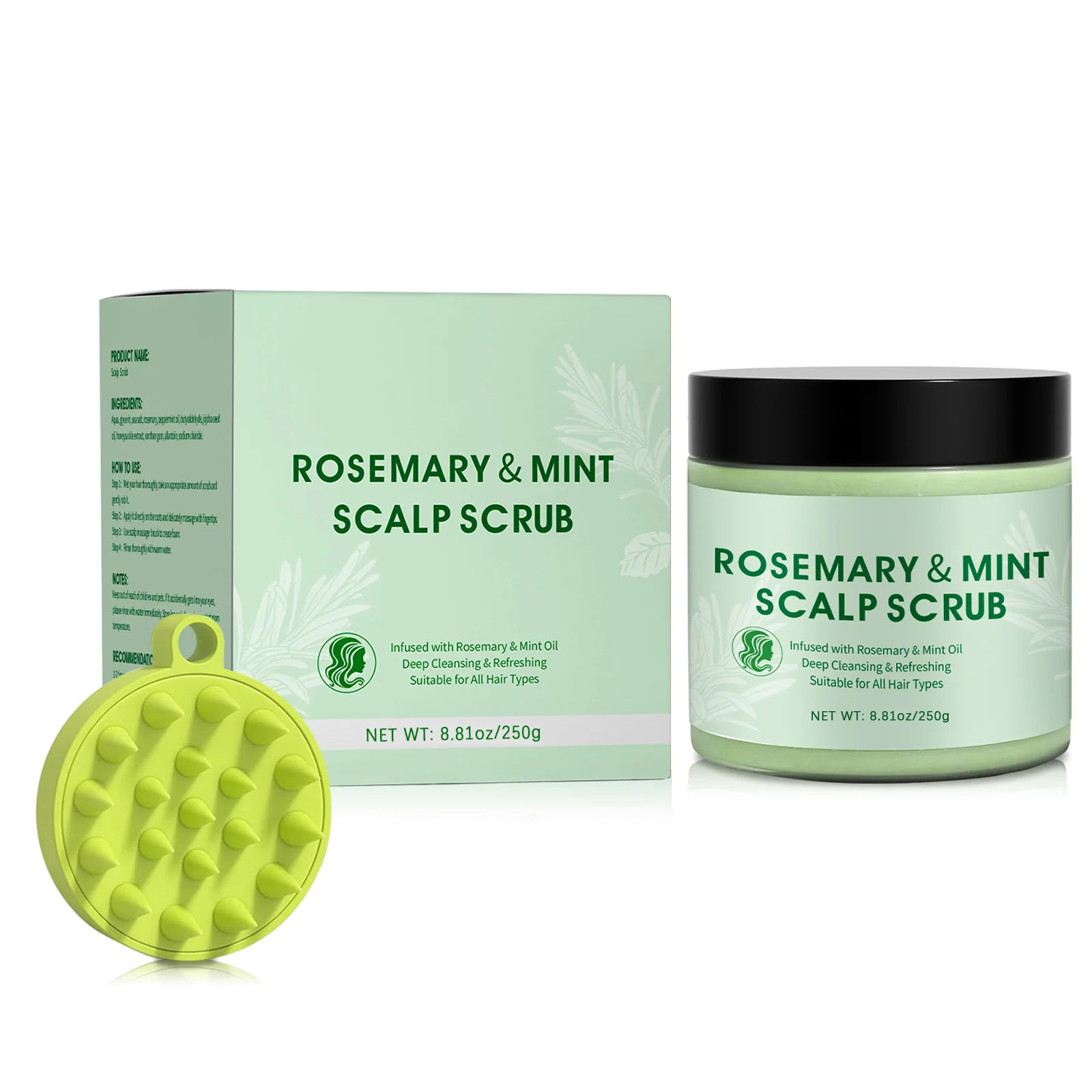 

Rosemary Mint Scalp Scrub 250g - 2-in-1 Exfoliating & Shampoo, Nourishing Scalp Care for All Hair Types Scalp Cleaning Cream