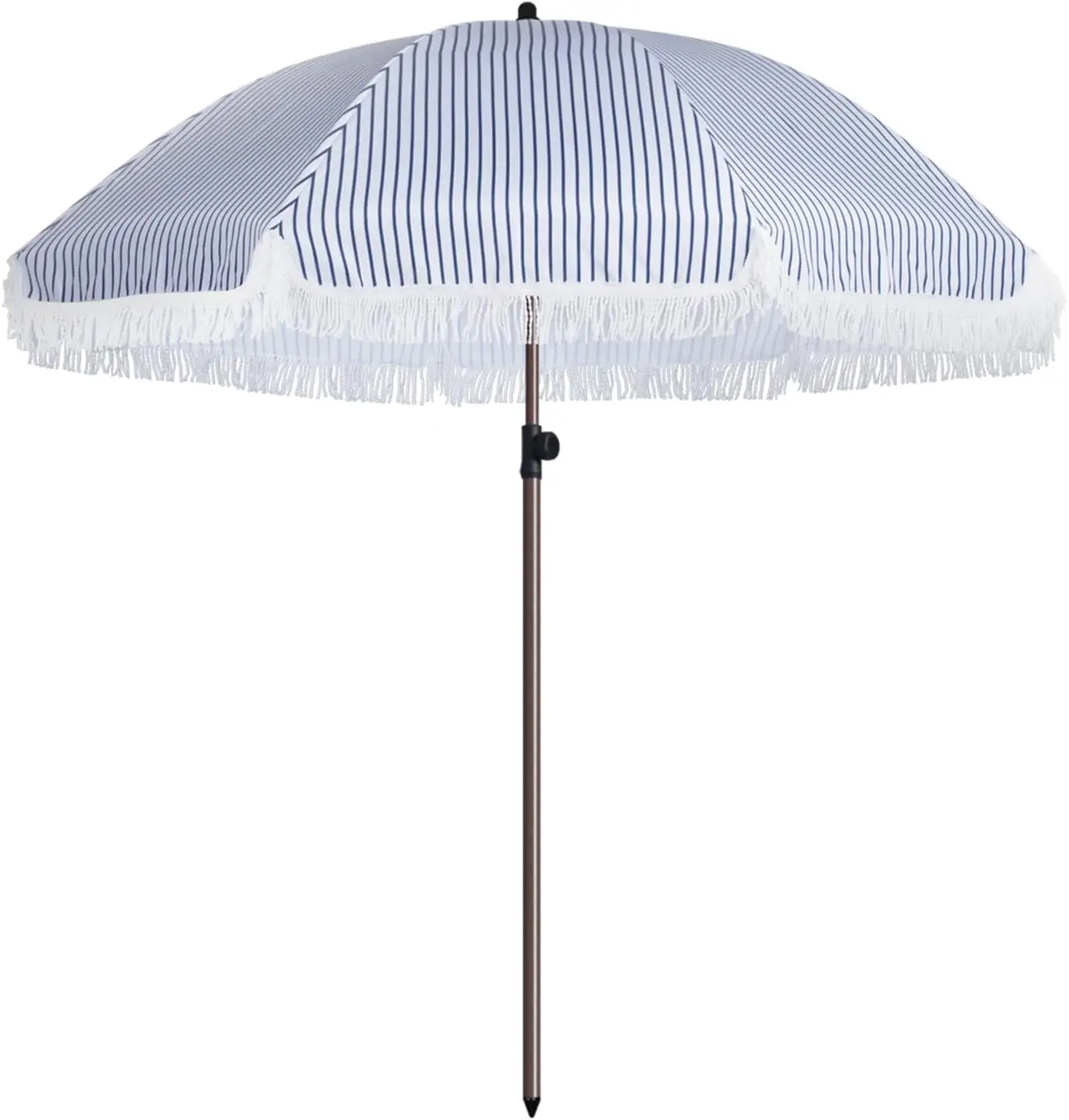 

7.5Ft Patio Beach Umbrella with Fringe, Tassel Umbrella UPF50+ with Push Botton Tilt