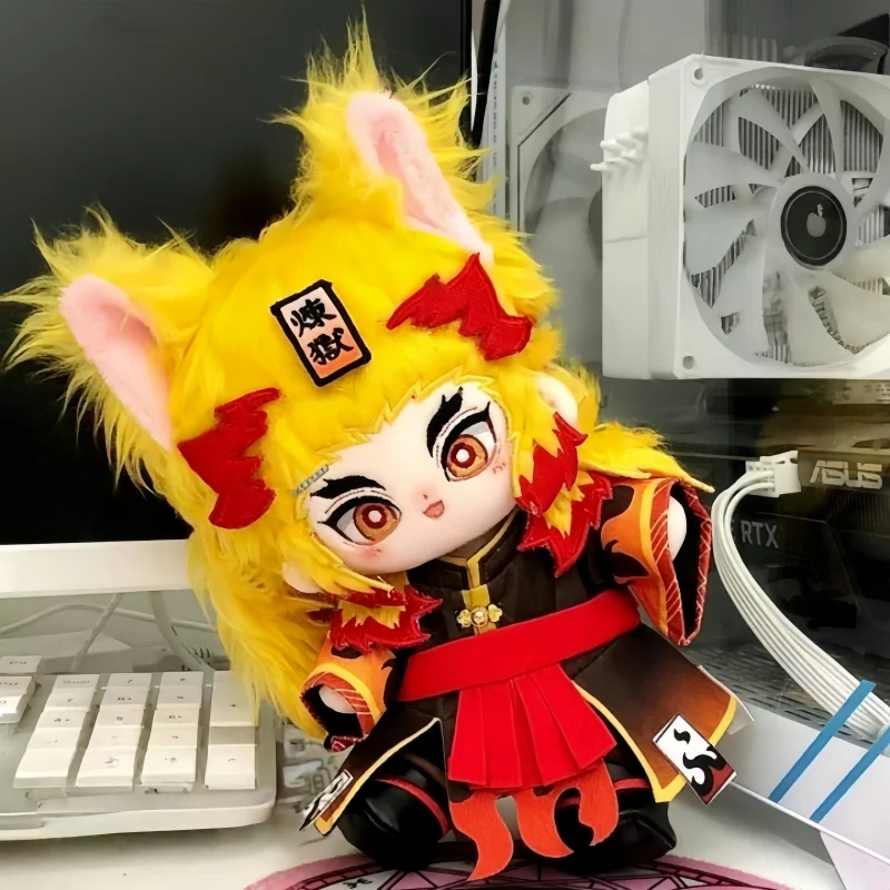 In Magazzino 20 centimetri Demone Slayer Anime Rengoku Kyoujurou Cosplay Peluche Bambola Farcito Vestire Giocattolo di Cotone Vestiti Intercambiabili Regali