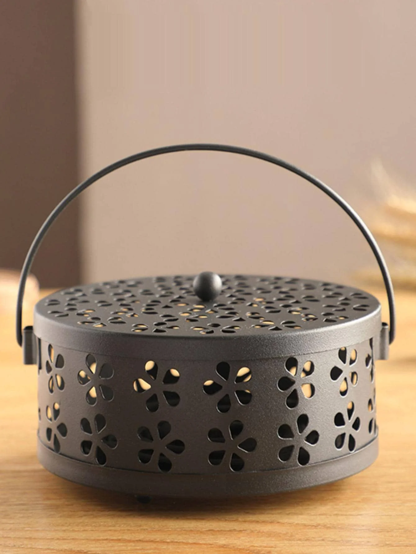 Porte-encens en fer forgé ignifuge avec couvercle, cendrier sécurisé, brûleur d'encens pour spirales anti-moustiques et bois de santal, accessoire domestique