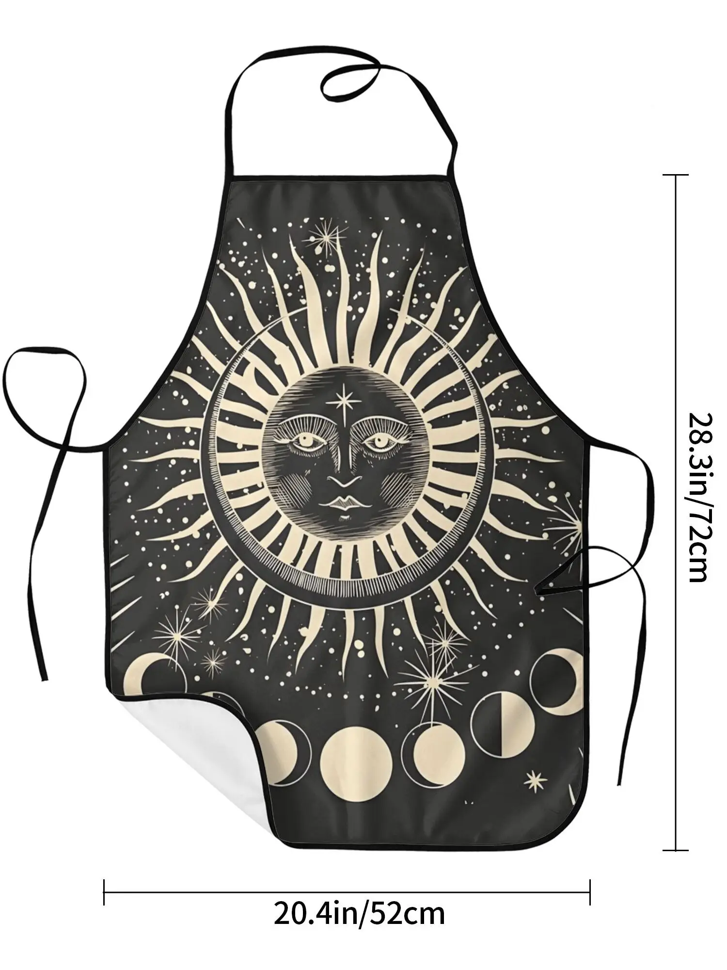Sun And Moon Phases Apron Cook Restaurant Printed