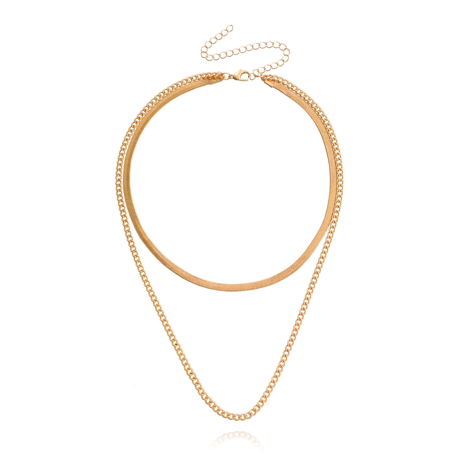 Fashion Accessories Simple Double-layer Small Hole Snake Bone Chain Necklace Female Punk Style Trend Instagram Anchor Accessorie