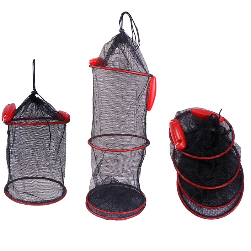 Foldable Fish Cage Woven Fish Basket Network Trap Cage Tackle Portable Mesh Crab Fishing Net Crayfish Lobster Shrimp Trap