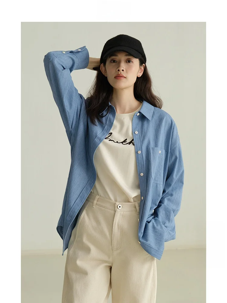 

Basic Casual Cotton irt Women's Spring New Sle Commute Sle Pure Color Long Sve Straight Cut irt by Journey Original