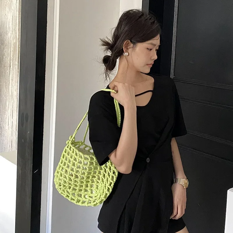 

Shoulder Bags for Women New Hand Woven Bag Hollow Out Underarm Bag Straw Purses and Handbags Casual Vacation Travel