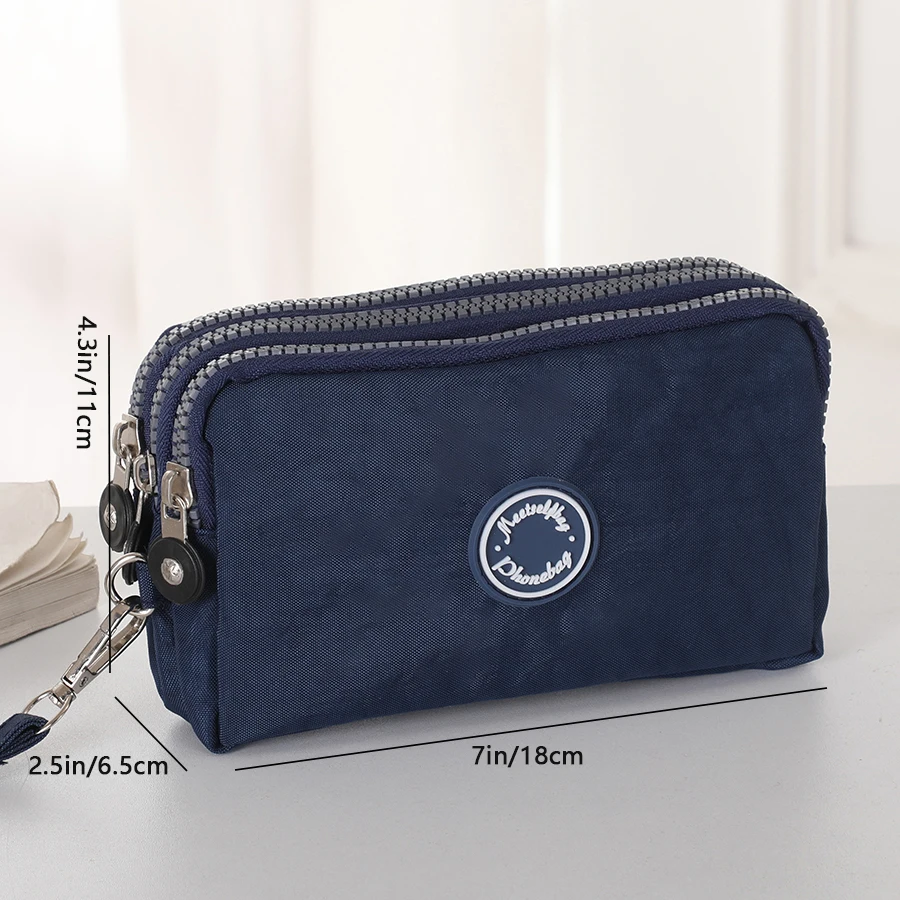 

Thickened three-layer long-handled zipper portable wallet wrist phone bag washable fabric