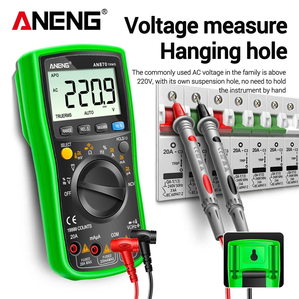 19999 Counts Digital Multimeter True Rms Multimeters AC/DC Current Meter  Voltimetro Profesional  Voltage Tester  ANENG AN870 view 2