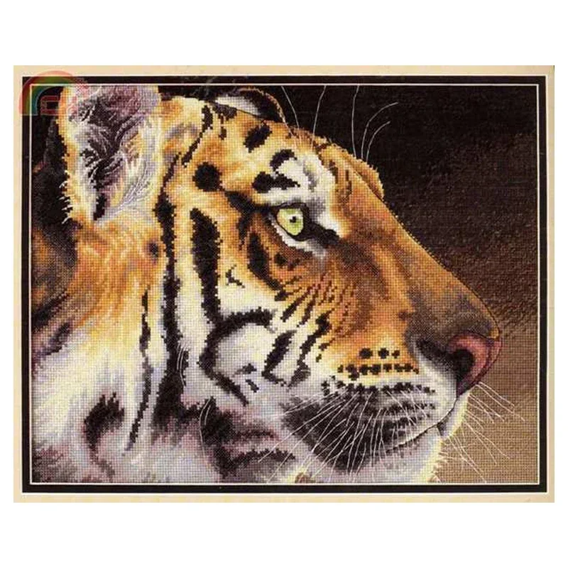 Amishop Lovely Gold Collection Counted Cross Stitch Kit Regal Tiger Head Rare Beauty Dim 35171