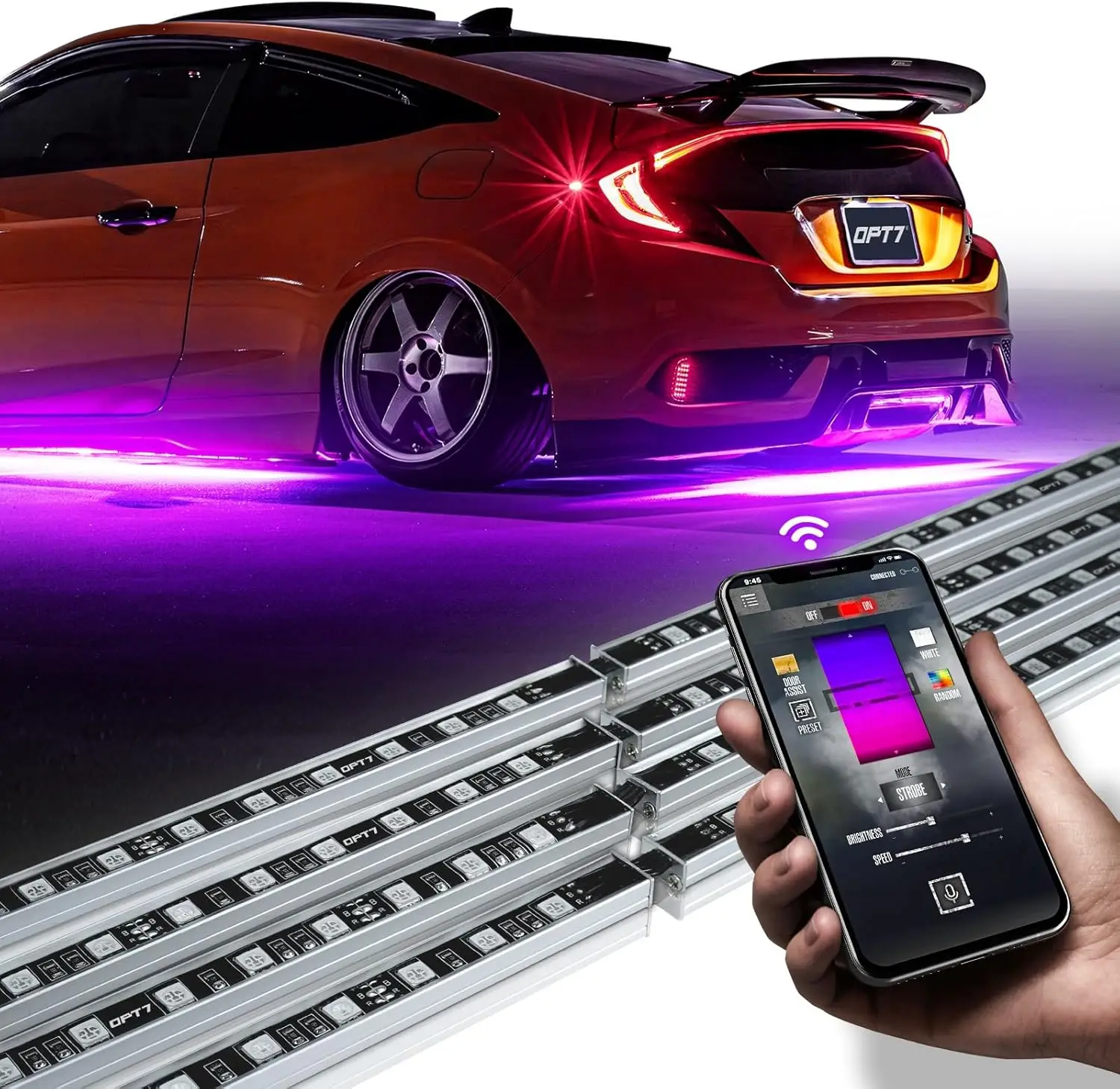 

Car Underglow LED Lights Kit with APP & Remote Control, RGB Multicolor Modes, Music Sync, Waterproof Aluminum Bar