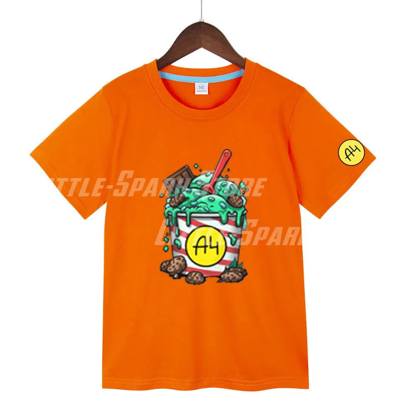 

2024 New Merch A4 Lamba Print Children's T-Shirt Summer 100% Cotton Boy Girl Short Sleeve T Shirts Casual Fashion vlad a4 Tops