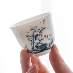 1pc Boutique Ceramic Teacup Tea Bowl Jingdezhen White Porcelain Tea Cup Personal Single Cup Tea Set Supplies Home Drinkware