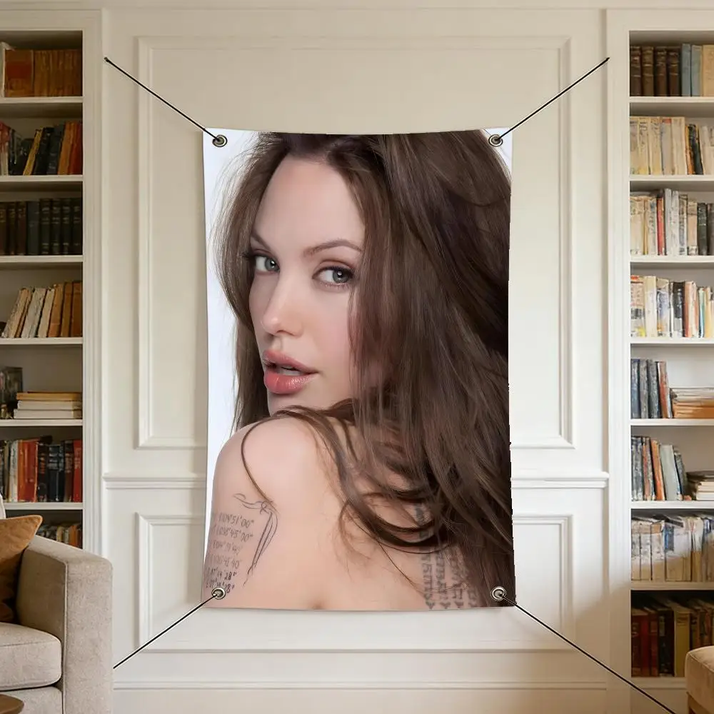 Celebrity A-Angelina Jolie Flags Warm Home Flag 4 Grommets Wrinkle Free Indoor Outdoor
