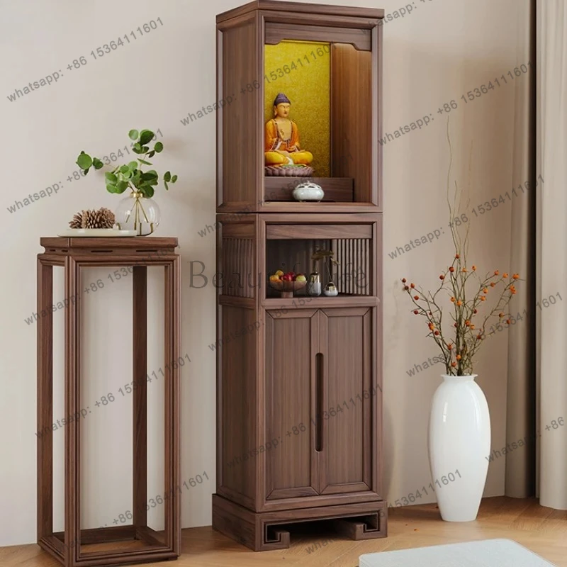 Buddhist niche New Chinese vertical cabinet Modern simple God of Wealth Buddhist platform Bodhisattva cabinet