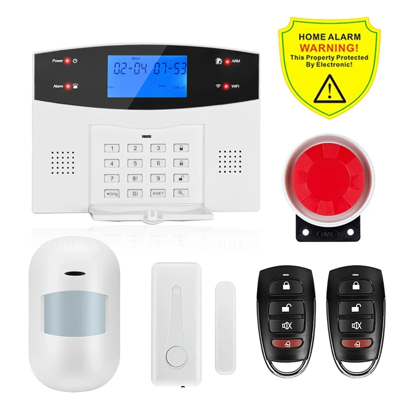 

WIFI+GSM+PSTN IOS Android APP Wired Wireless Home Security Tuya Alarm System Intercom Remote Control Autodial Siren Sensor Kit